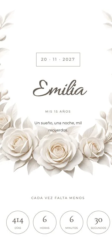 Primera pantalla de la invitación Alba