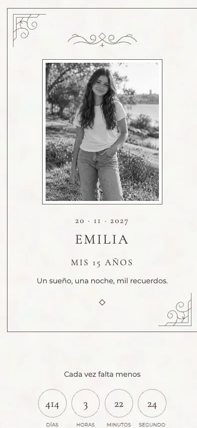 Primera pantalla de la invitación Romance